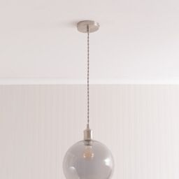 ValueLights Bellamy Smoked Glass Globe Brushed Chrome Single Ceiling Pendant Light with Bulb in Grey - thumbnail 4