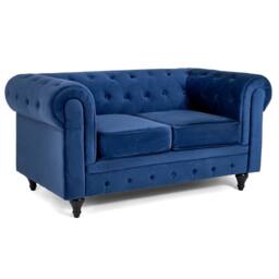 Bravich LTD Chesterfield Velvet Button Tufted Sofas - Armchair, 2 Seater, 3 Seaters in Blue - Size: 2 Seater - thumbnail 3