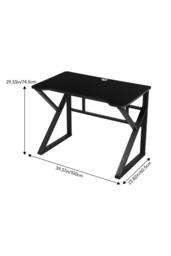 Living and Home K-shaped Compact Office Desk Workstation Game Table in Black - thumbnail 9