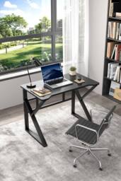 Living and Home K-shaped Compact Office Desk Workstation Game Table in Black - thumbnail 1