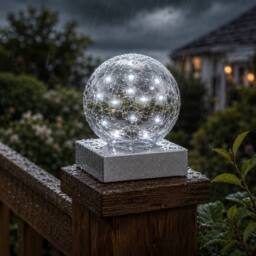 FLAVORA Cool light-2PCS Solar Garden Crackle Glass Ball Lights in White - thumbnail 2
