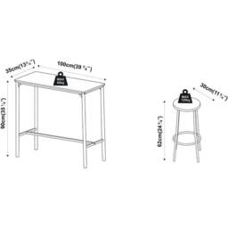 VOGREX 3-Piece Modern White Marble Bar Table & Stools Dining Set - thumbnail 2