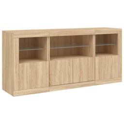 Berkfield Home Sideboard with LED Lights Sonoma Oak 142.5x37x67 cm in Tan - thumbnail 5