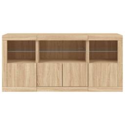 Berkfield Home Sideboard with LED Lights Sonoma Oak 142.5x37x67 cm in Tan - thumbnail 6
