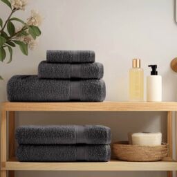Berkfield Home 12 Piece Premium Towel Set SOLUND Anthracite 600 gsm in Black - thumbnail 3