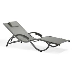 VonHaus Outdoor Reclinable Textoline Folding Sunloungers in Black - thumbnail 1