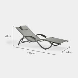VonHaus Outdoor Reclinable Textoline Folding Sunloungers in Black - thumbnail 8