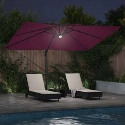 Berkfield Home Modern Cantilever Umbrella - Bordeaux Red Bordeaux red Metal and in Burgundy - thumbnail 4