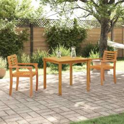 Berkfield Home Modern 3-Piece Acacia Wood Garden Dining Set in Brown - thumbnail 2
