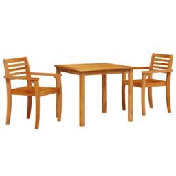 Berkfield Home Modern 3-Piece Acacia Wood Garden Dining Set in Brown - thumbnail 3