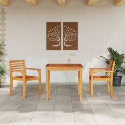 Berkfield Home Modern 3-Piece Acacia Wood Garden Dining Set in Brown - thumbnail 4