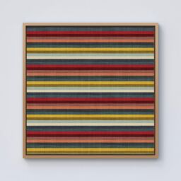 Warren Reed - Designer Multicolour Striped Brish Pattern Framed Canvas in Light Brown - Size: w40 inch x h40 inch - thumbnail 1