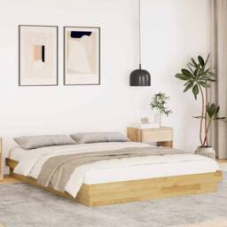 Berkfield Home Bed Frame without Mattress 150x200 cm King Size Solid Wood Oak in Brown - thumbnail 2