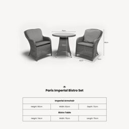 Royalcraft Paris 2 Seater Bistro Carver Set in Grey - thumbnail 7