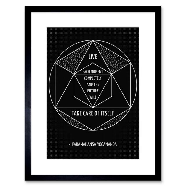 "Artery8 Wall Art Print Motivational Live Each Moment Paramahansa Yogananda Framed in Black - Size: W7"" x H9""" - image 1