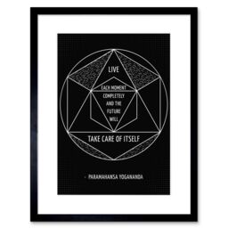 "Artery8 Wall Art Print Motivational Live Each Moment Paramahansa Yogananda Framed in Black - Size: W7"" x H9""" - thumbnail 1