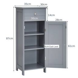 Kelvenix Bathroom Floor Standing Wooden Cupboard Storage Cabinet in Grey - thumbnail 2