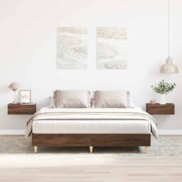 Berkfield Home Bed Frame No Mattress Brown Oak 140x200 cm Engineered Wood - thumbnail 2