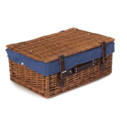 Red Hamper Wicker 46cm Double Steamed Picnic Basket with Cotton Lining in Blue - thumbnail 1