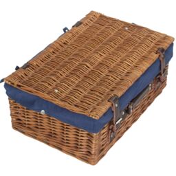 Red Hamper Wicker 46cm Double Steamed Picnic Basket with Cotton Lining in Blue - thumbnail 2