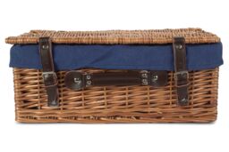 Red Hamper Wicker 46cm Double Steamed Picnic Basket with Cotton Lining in Blue - thumbnail 3