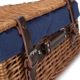 Red Hamper Wicker 46cm Double Steamed Picnic Basket with Cotton Lining in Blue - thumbnail 4