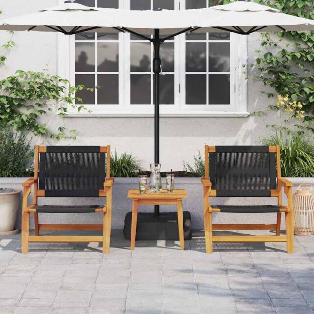 Berkfield Home Modern Garden Chairs 2 pcs Black 67x77x73 cm Solid Wood Acacia in Brown - Size: 67 x 77 x 73 cm - image 1
