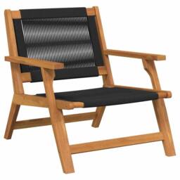 Berkfield Home Modern Garden Chairs 2 pcs Black 67x77x73 cm Solid Wood Acacia in Brown - Size: 67 x 77 x 73 cm - thumbnail 4