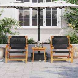 Berkfield Home Modern Garden Chairs 2 pcs Black 67x77x73 cm Solid Wood Acacia in Brown - Size: 67 x 77 x 73 cm