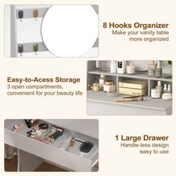 KEEPREAPER Stylish Dressing Table with Lights & Adjustable Lighting Colours in Grey - thumbnail 6