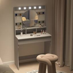 KEEPREAPER Stylish Dressing Table with Lights & Adjustable Lighting Colours in Grey - thumbnail 9