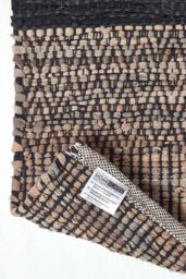 Homescapes Leather Handwoven Herringbone Hall Runner, 66 x 200 cm in Black - Size: 66 cm x 200 cm - thumbnail 5