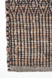 Homescapes Leather Handwoven Herringbone Hall Runner, 66 x 200 cm in Black - Size: 66 cm x 200 cm - thumbnail 3