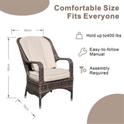 Direct Wicker 2-Piece Outdoor PE Rattan Dining Chairs, Grey in Brown - Size: 1 Pack - thumbnail 8