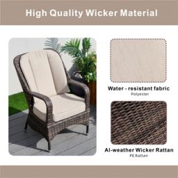Direct Wicker 2-Piece Outdoor PE Rattan Dining Chairs, Grey in Brown - Size: 1 Pack - thumbnail 4