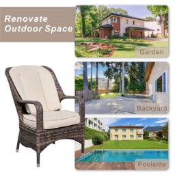 Direct Wicker 2-Piece Outdoor PE Rattan Dining Chairs, Grey in Brown - Size: 1 Pack - thumbnail 7
