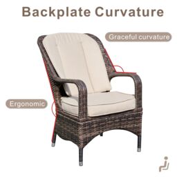 Direct Wicker 2-Piece Outdoor PE Rattan Dining Chairs, Grey in Brown - Size: 1 Pack - thumbnail 3