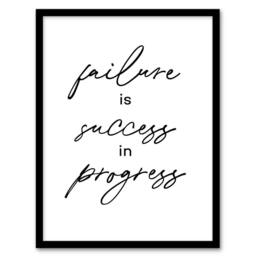 Artery8 Failure Success In Progress Simple Motivational Framed Wall Art Print in White - Size: A4 - thumbnail 1