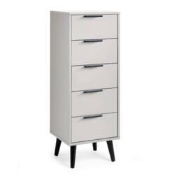 Cheshire Premium Arden 5 Drawer Narrow Chest - Silk Grey