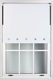 Furnished Blackout Fabric with Chrome Square Eyelets - Window Roller Blinds in White - Size: 210 cm width x 165 cm drop - thumbnail 1