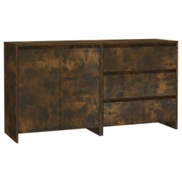 Berkfield Home 2 Piece Sideboard Smoked Oak Engineered Wood in Brown - thumbnail 2