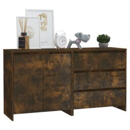 Berkfield Home 2 Piece Sideboard Smoked Oak Engineered Wood in Brown - thumbnail 3