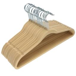 Coopers of Stortford Ultra-Slim Velvet Hangers - Space-Saving & Non-Slip Design in Beige - thumbnail 1