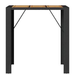 Berkfield Home Garden Bar Table with Acacia Wood Top Black 105x80x110 cm Poly Rattan - Size: 105 x 80 x 110 cm - thumbnail 5