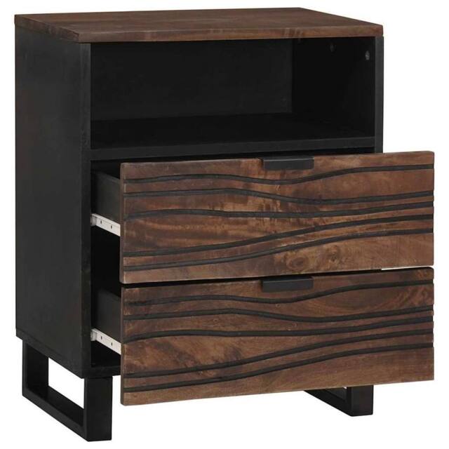 Berkfield Home Bedside Cabinet - 50 x 33 x 60 cm - Made from Solid & Wood in Brown - image 1