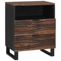 Berkfield Home Bedside Cabinet - 50 x 33 x 60 cm - Made from Solid & Wood in Brown - thumbnail 2