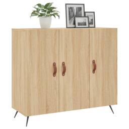 Berkfield Home Sideboard Sonoma Oak 90x34x80 cm Engineered Wood in Light Tan - Size: 90 x 34 x 80 cm - thumbnail 1