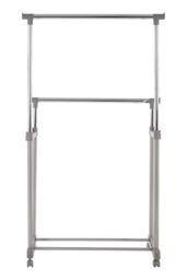 Orsina Clothes Rack Clothes Hanging Double Rail With Wheels in Silver - thumbnail 4