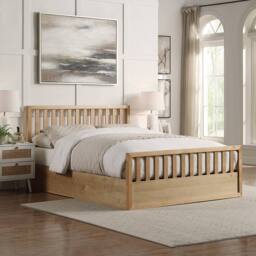 Flintshire Furniture Ltd Alyn End Lift Ottoman Bed Frame in Light Oak - Size: Double - thumbnail 1