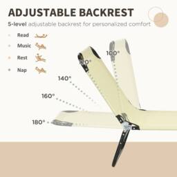 OUTSUNNY Folding Sun Loungers Set of 2 with Adjustable Backrest, Beige - thumbnail 4
